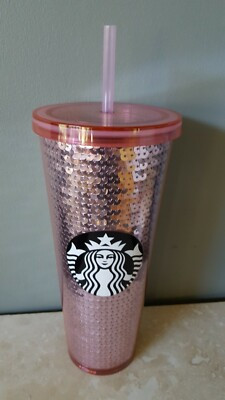 Starbucks Pink Rose Sequin Venti Tumbler Cup 24 Oz. 2017 Edition Rare BRAND NEW | eBay US