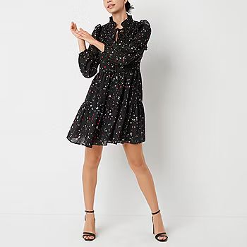 new!Melonie T Long Sleeve Floral Babydoll Dress | JCPenney