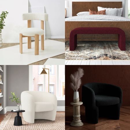Elevate your home with these fun, playful and curved seating designs. #bench #accentchair 

#LTKSeasonal #LTKhome #LTKsalealert