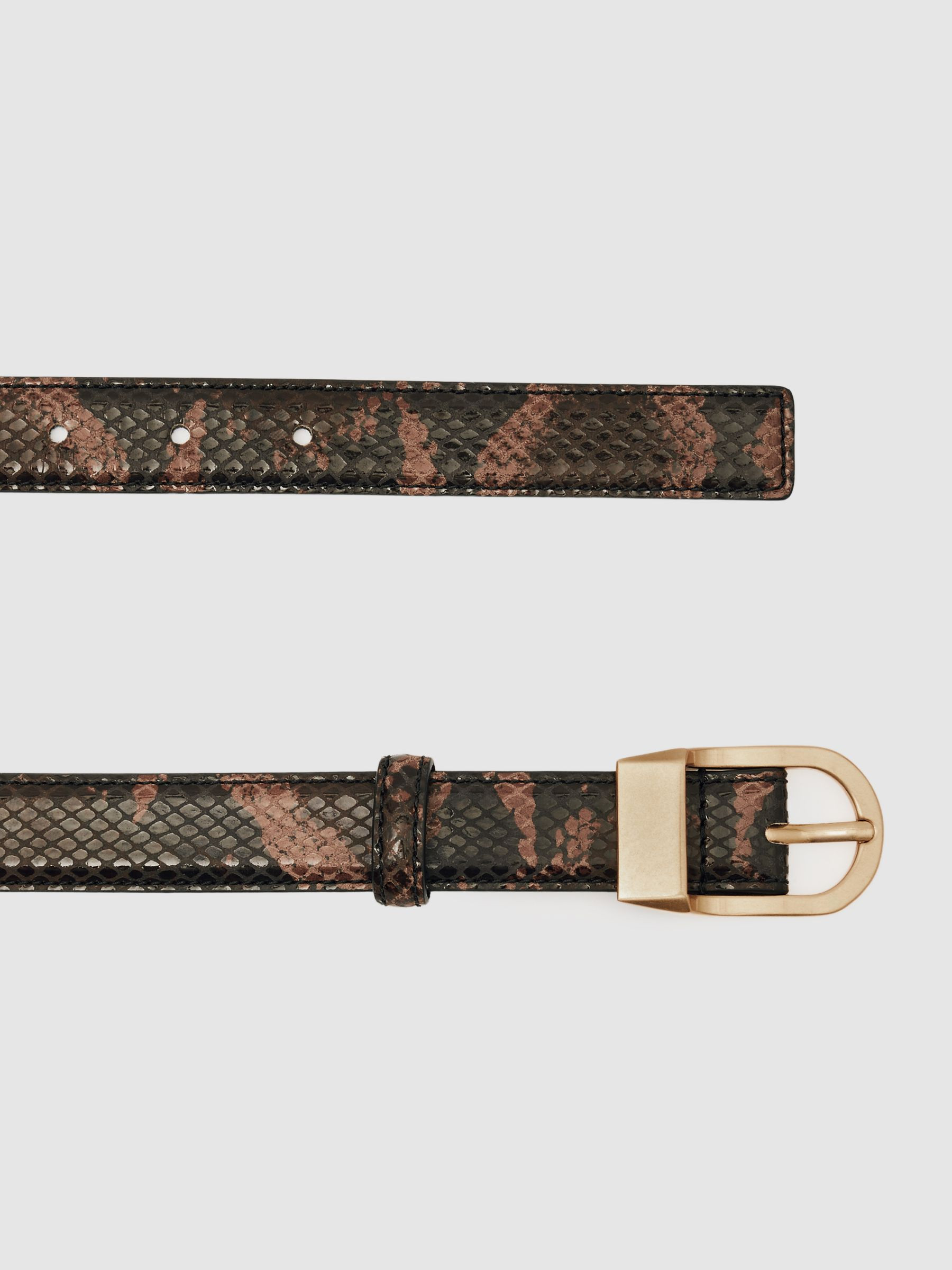 Reiss Leather Snake-Effect Belt in Brown Snake-Effect | REISS | Reiss US