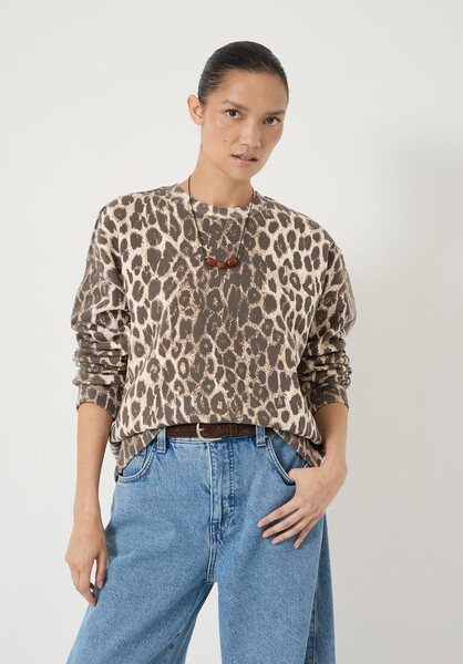Astra Leopard Print Cotton Sweatshirt | Hush UK