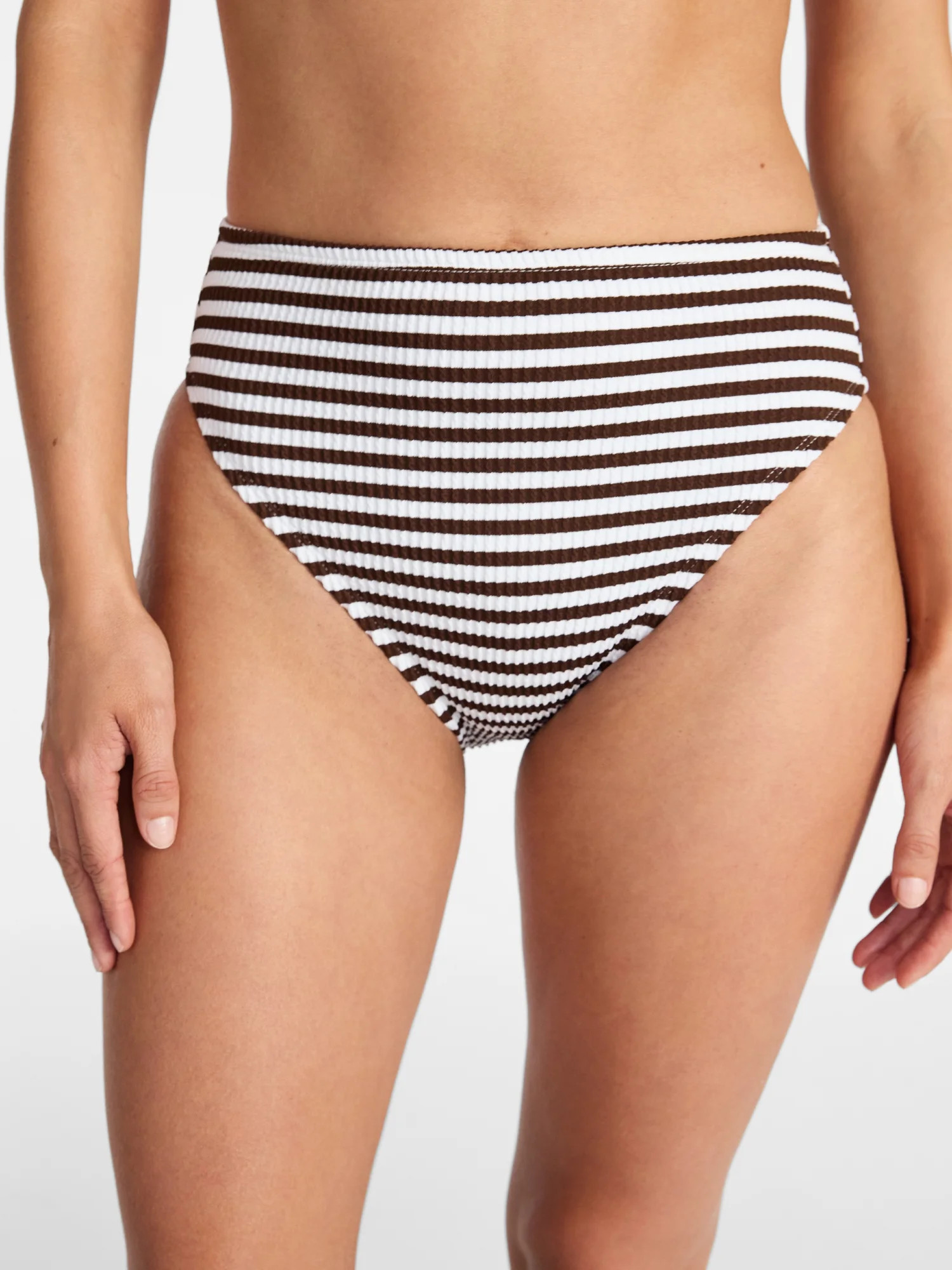 Time and Tru Women's and Women's Plus Size Crinkle High Rise High Leg Cheeky Bikini Bottoms, Size... | Walmart (US)