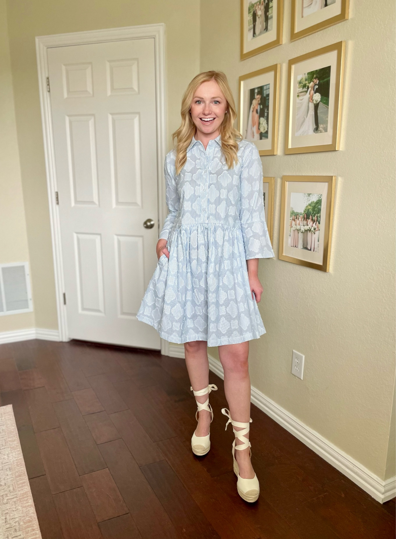 Gorgeous Easter dress option! Wearing an XS | seersucker, seersucker dress, spring dress, shirt dress, light blue dress 

#LTKSeasonal #LTKstyletip