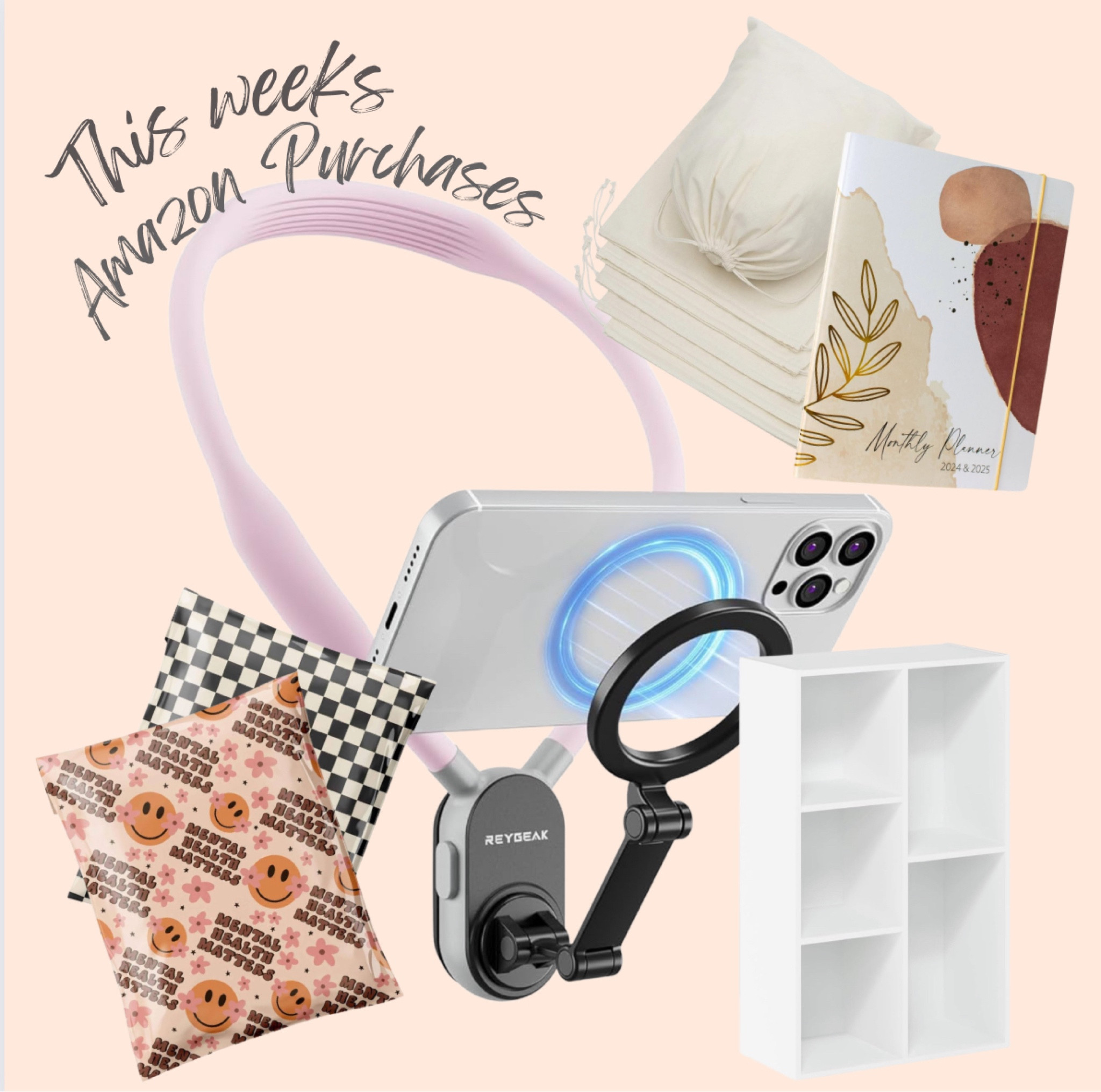 This weeks Amazon purchases for the @lovedknots business 

I can’t wait to use my handsfree neck holder for filming reels while crocheting! 

Cute new polymailers, more organizing in full force as well.

#LTKhome