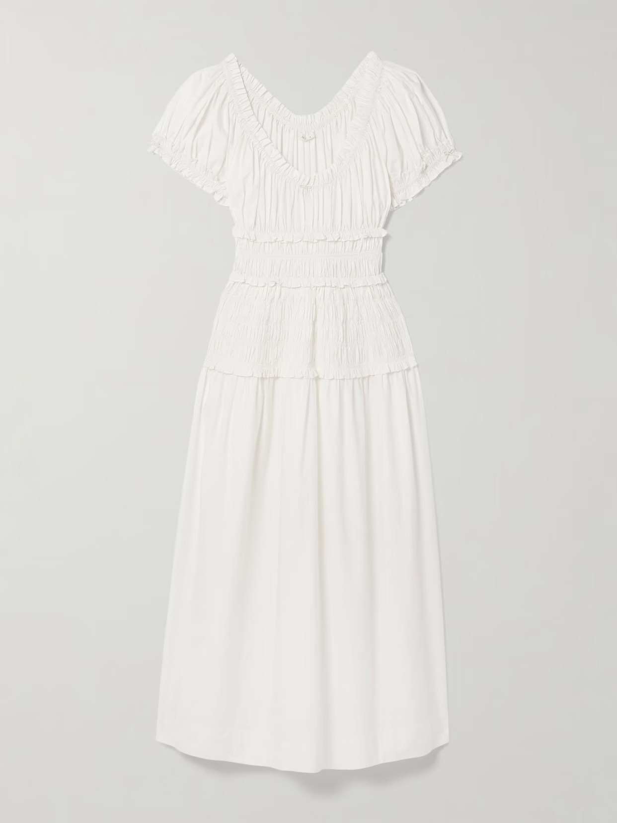 DÔEN - Leanne Shirred Organic Cotton-voile Midi Dress - White | NET-A-PORTER (US)