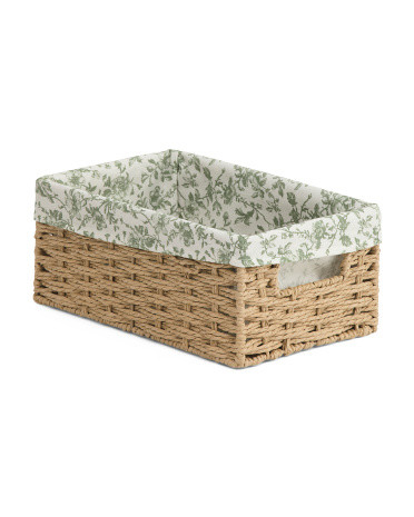12x7x5 Extra Small Woven Paper Bin With Printed Liner | TJ Maxx