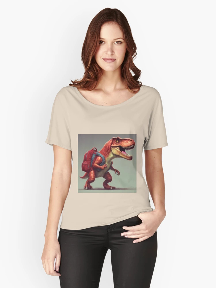Red Dinosaur with a red backpack  Relaxed Fit T-Shirt | Redbubble (US)