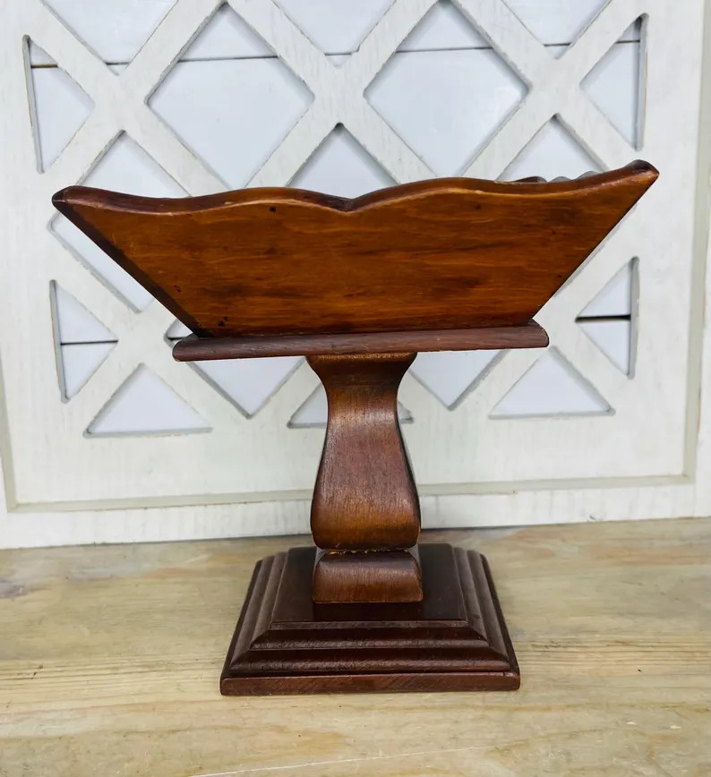 Vintage Wooden Decorative Pedestal Dish, 1970s | Etsy (US)