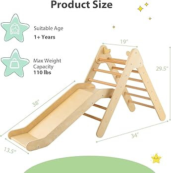 OLAKIDS Pikler Triangle Set 2 in 1 Climbing Toys for Toddlers Foldable Wood Montessori Baby Jungl... | Amazon (US)