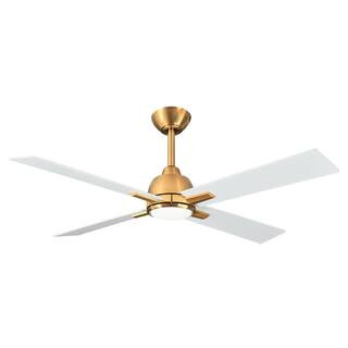 Parrot Uncle 48 in. Indoor Integrated LED Gold Ceiling Fan with Light, 6 Speed Remote Control and... | The Home Depot
