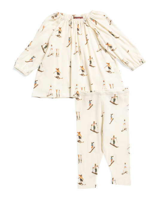 Infant Girls 2pc Vintage Ski Dress And Leggings Set | TJ Maxx
