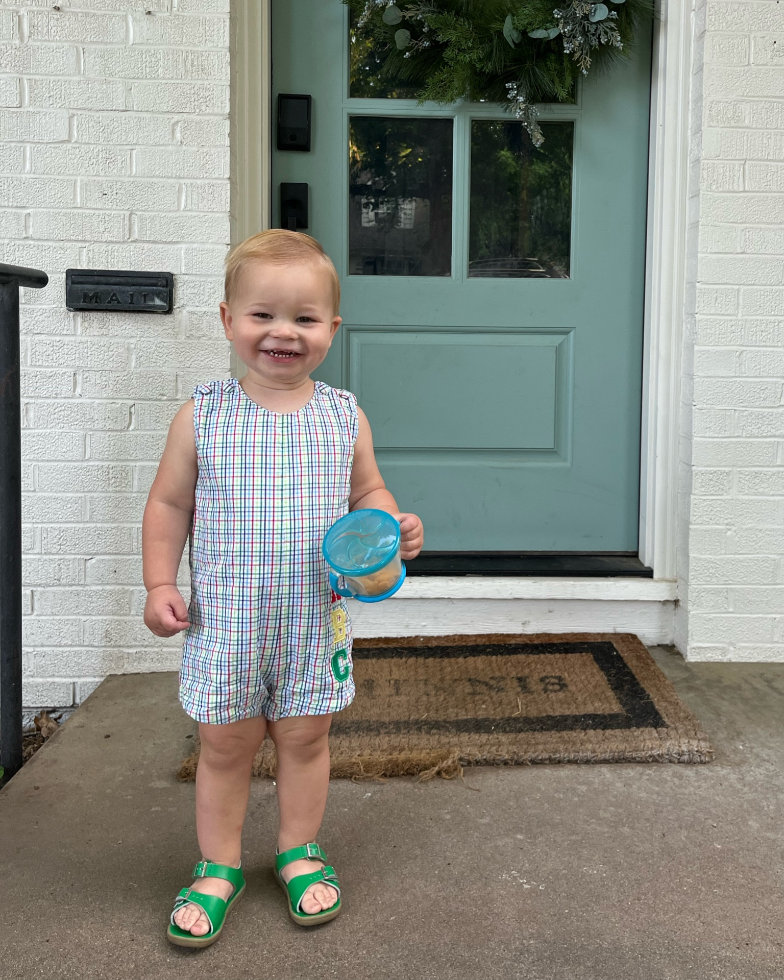 The perfect length jon jon! So often they hang low but this one is perfection! 

This exact one is on major sale but nearly sold out. The other listing is fully customizable - click through for fabric, color, and button options! 

And these sandals, we buy them every single Summer. Love putting the boys in sweet primary colors while I can! So lightweight, comfortable, and velcro! 👏🏻



#LTKfamily #LTKkids #LTKbaby