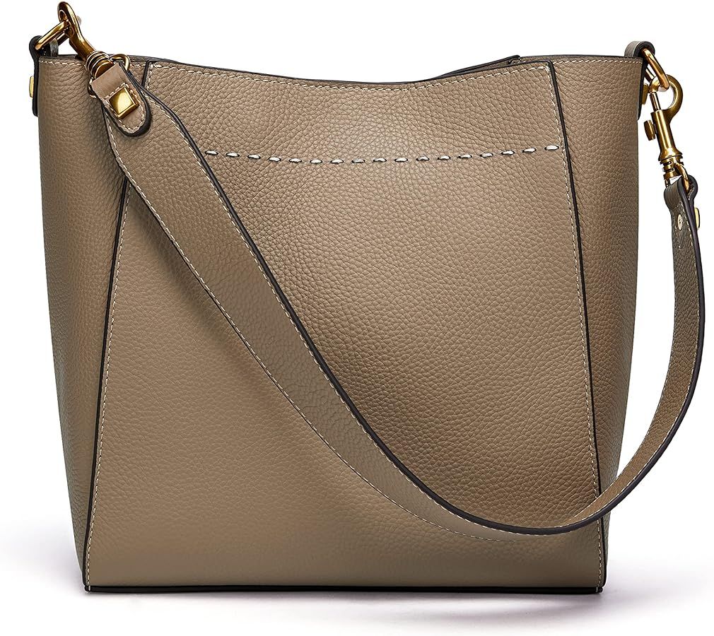 DORIS&JACKY Leather Bucket Tote Bag For Women Medium Hobo Shoulder Purse And Handbags | Amazon (US)