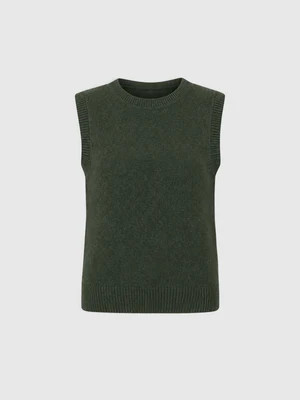 Oxford Cashmere Sleeveless Knit - Khaki | Saint + Sofia (US)