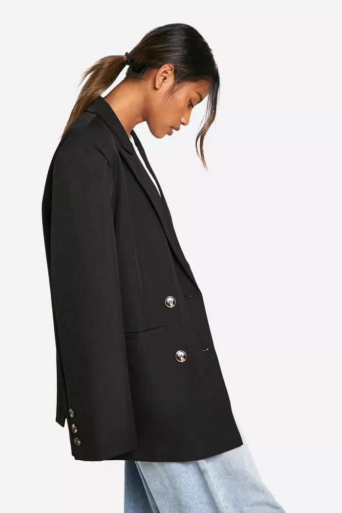 Double Breasted Relaxed Fit Longline Blazer | boohoo (US & Canada)
