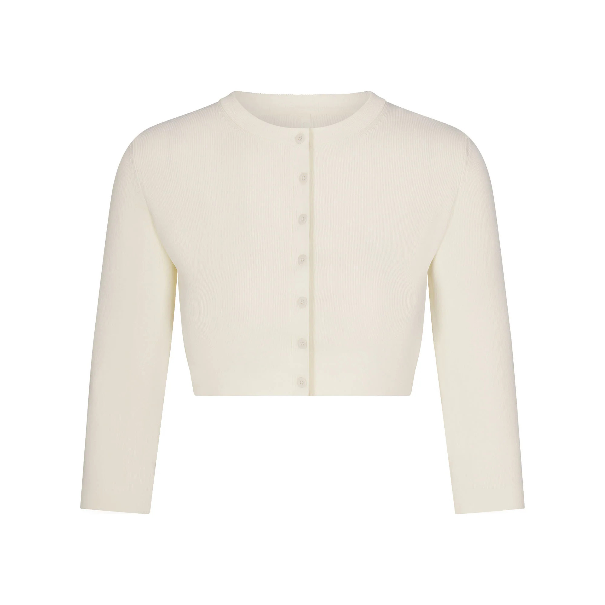 REFINED KNIT CROPPED CARDIGAN | EGRET | SKIMS | SKIMS (US)