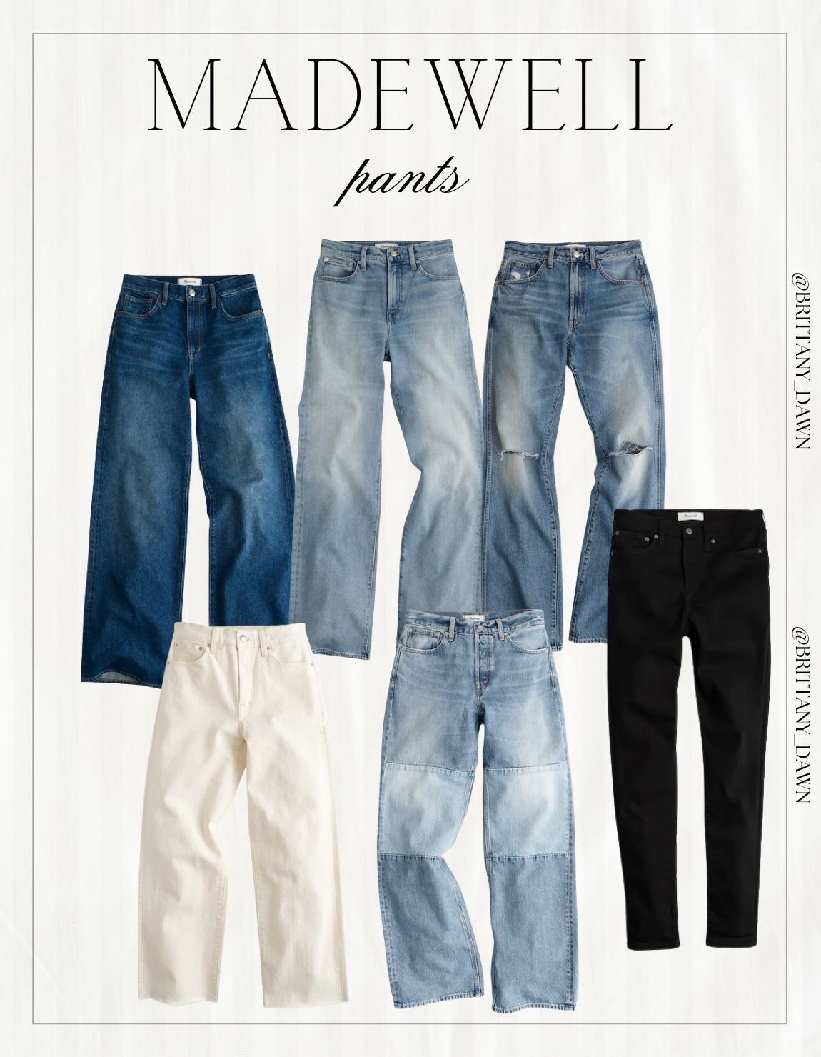 Finding the perfect pair of jeans just got easier with these must-have fits from Madewell! From classic wide-leg styles to everyday straight cuts and sleek black denim, there is a silhouette here for every wardrobe.

I love the timeless washes and the ultra-flattering fits that hold their shape all day long. They pair effortlessly with all your favorite summer tops. ✨

#LTKstyletip #Madewell #DenimLovers #EverydayStyle #JeansRoundup #CapsuleWardrobe #CasualOutfits #StreetStyle #DenimInspo #ClassicStyle #FashionFavorites #BrittanyDawn

#LTKootd