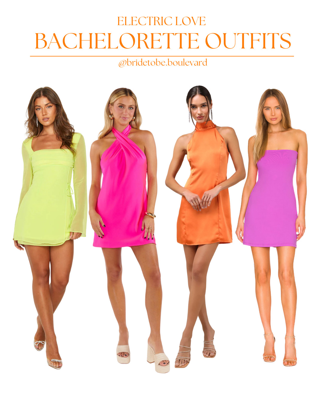 ⚡ Electric Love ⚡ Neon lights, bold colors, and all the energy! ⚡ These vibrant, statement-making bachelorette looks are all about standing out. Featuring hot pinks, electric blues, and dazzling metallics, these outfits will have you glowing all night. Shop now! #ElectricLove #NeonBach #LTKBridal 

 #LTKParties #LTKStyleTip #LTKWedding