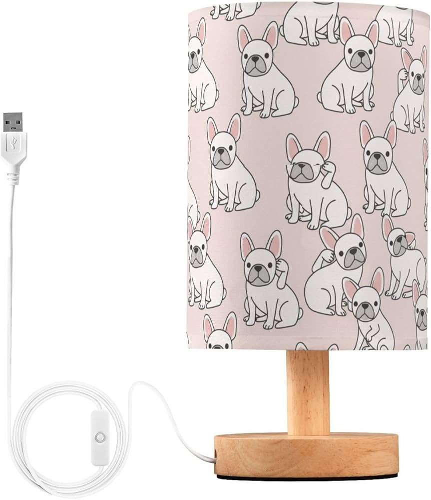 French Bulldog Small Desk Lamp for Bedroom Nightstand Bedside Lamps with USB Table Lamp with Fabr... | Amazon (US)