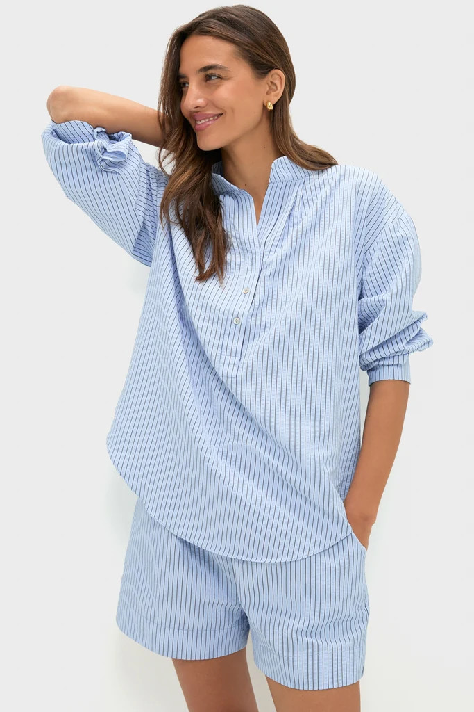 Blue Stripe Seersucker Cove Popover | Tuckernuck (US)