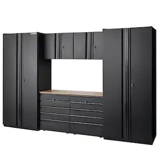 6-Piece Pro Duty Welded Steel Garage Storage System in Black LINE-X Coating (128 in. W x 81 in. H... | The Home Depot