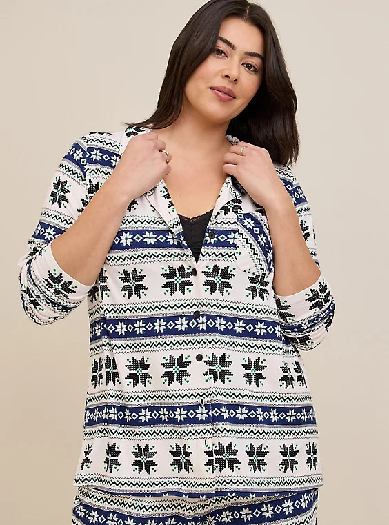 Super Soft Button Through Long Sleeve Sleep Shirt | Torrid (US & Canada)