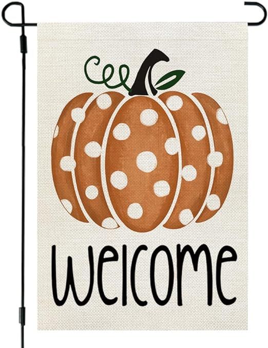 CROWNED BEAUTY Fall Pumpkin Welcome Garden Flag 12×18 Inch for Outside Double Sided Vertical Sea... | Amazon (US)