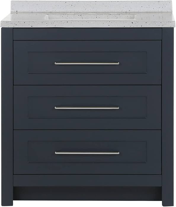 Spring Mill Cabinets Bainbridge 30 Inch Bathroom Vanity Deep Blue with Silver Ash Countertop | Amazon (US)