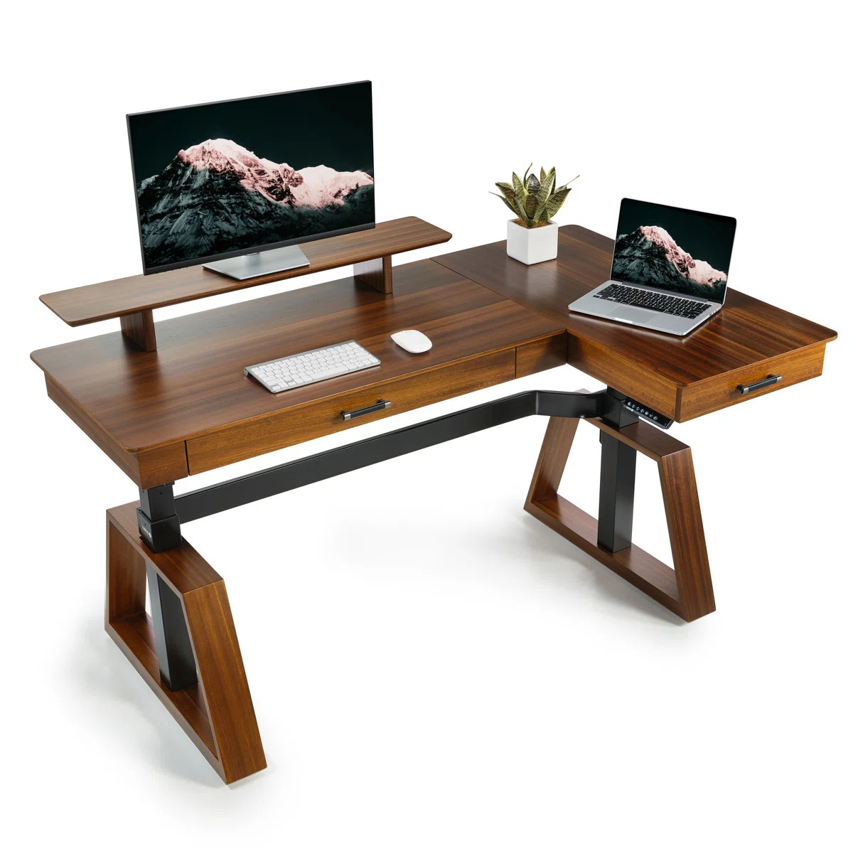 Rachele 63'' L-shaped Standing Desk with Riser | Wayfair North America