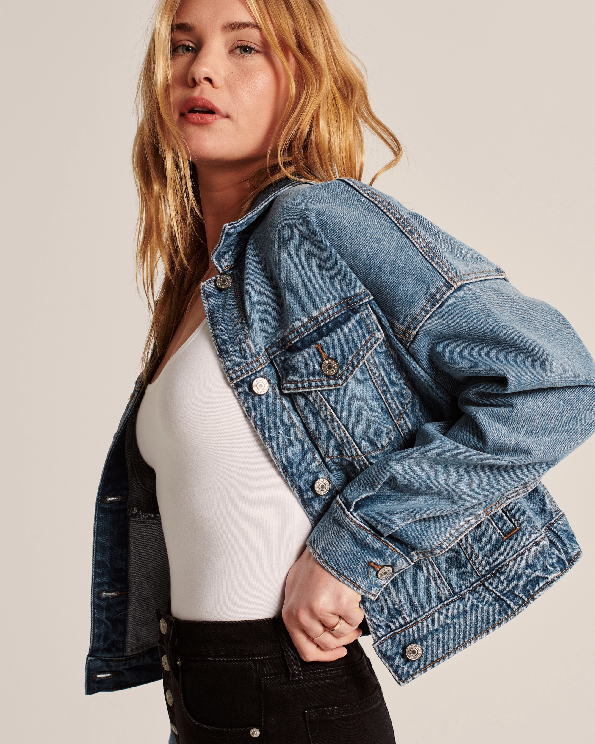 Cinched Hem Denim Jacket | Abercrombie & Fitch (US)