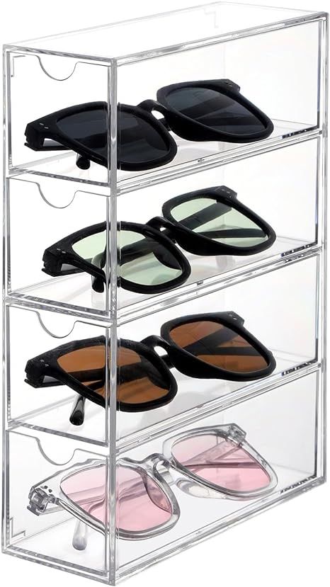RAMFIYN Clear Sunglasses Organizer Storage for Women, Stackable Acrylic Drawers Sunglasses Storag... | Amazon (US)
