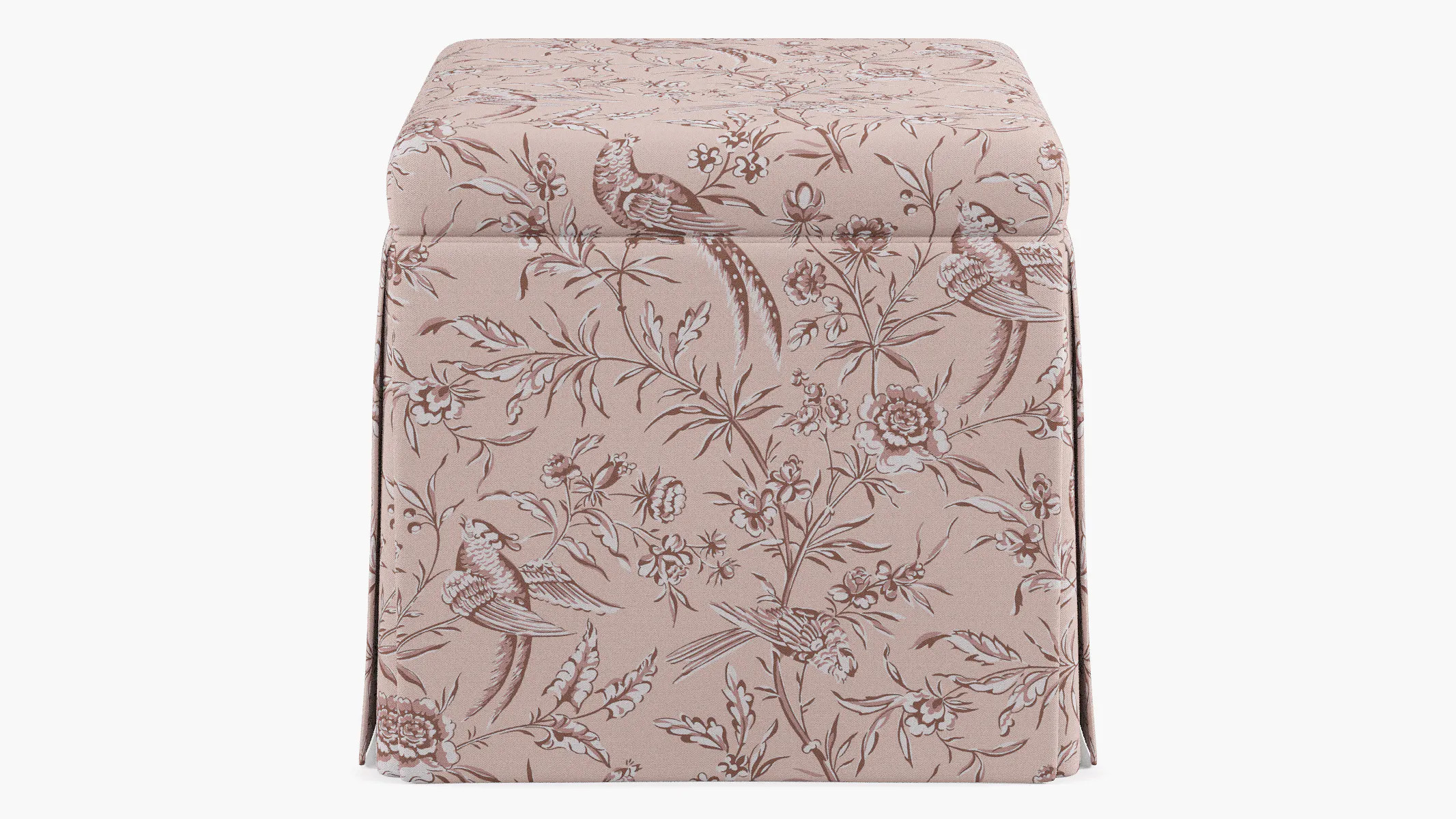 Skirted Storage Ottoman | Blush Aviary | The Inside