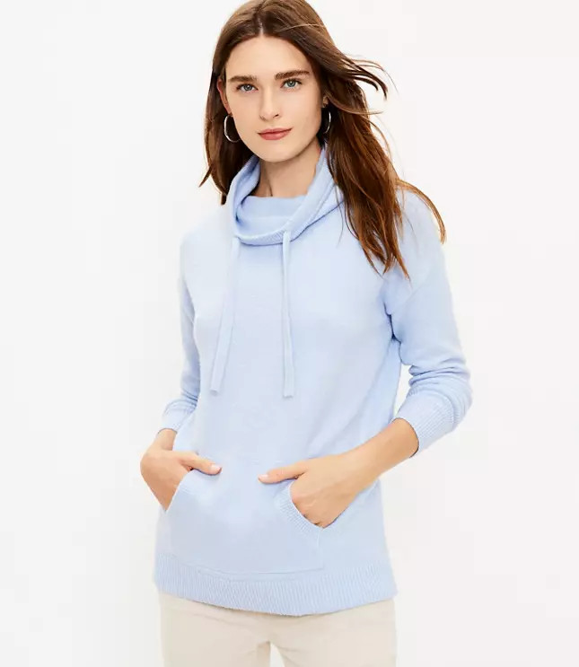 Cowl Neck Pocket Tunic Sweater | LOFT