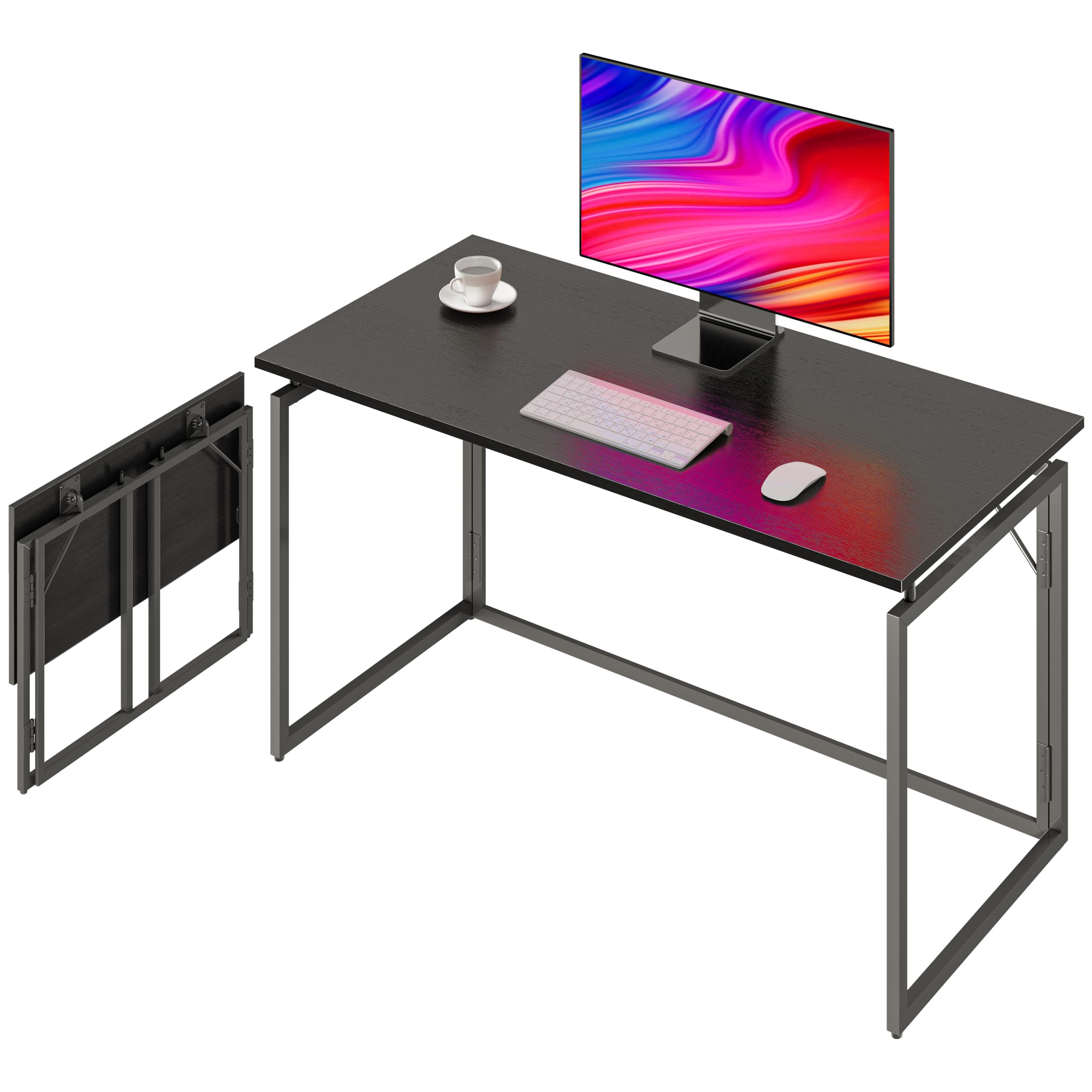 Folding Desk - 31.5" Wood Top Foldable Desk for Small Spaces | No Assembly Required Compact Desk ... | Amazon (US)