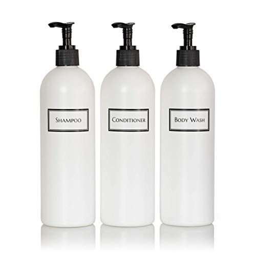 Artanis Home Silkscreened Empty Shower Bottle Set for Shampoo, Conditioner, and Body Wash, Cosmo/Bul | Amazon (US)