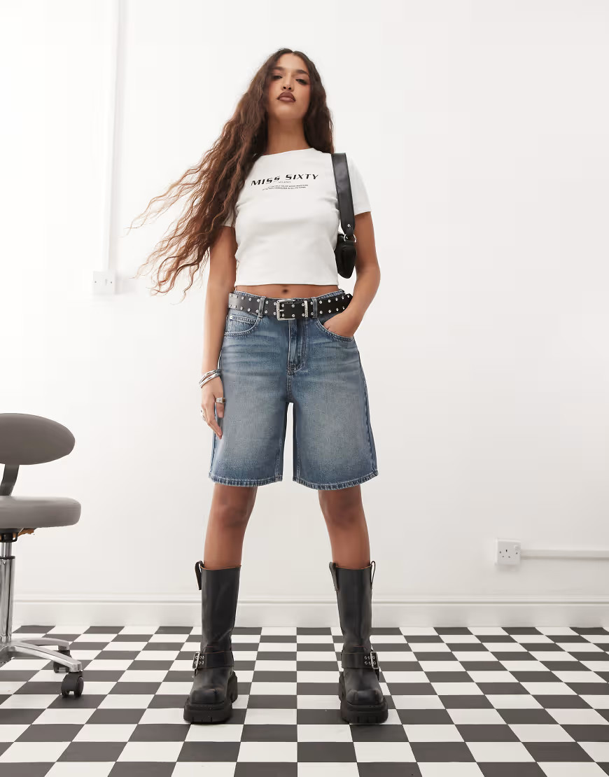 Miss Sixty denim shorts in midwash blue | ASOS (Global)