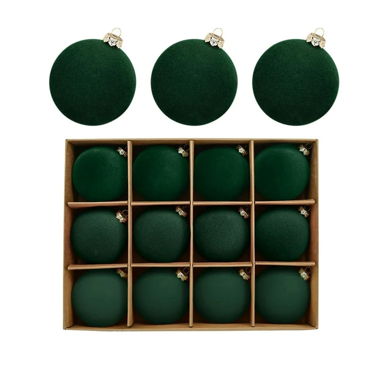 Fwttom Flocked Christmas Ball Ornaments Set of 12 - Vintage Christmas Balls Shatterproof Velvet H... | Walmart (US)