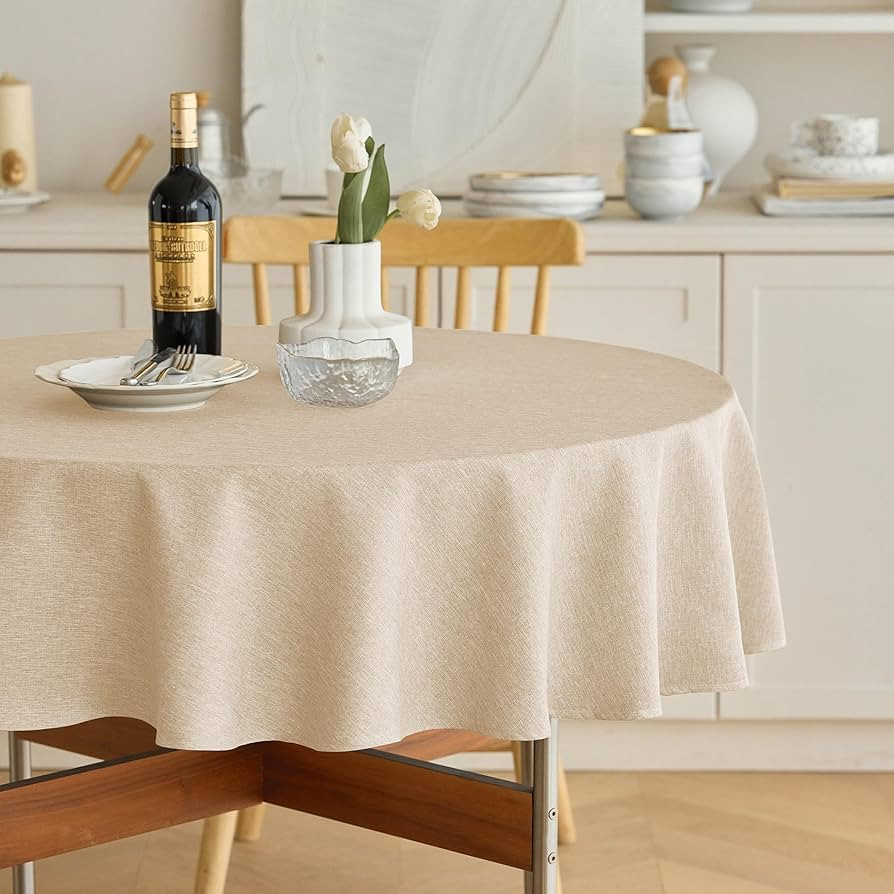 Waterproof Round Tablecloth for Round Dining Table, Decorative Rustic Soft Wipeable Table Cloths ... | Amazon (US)