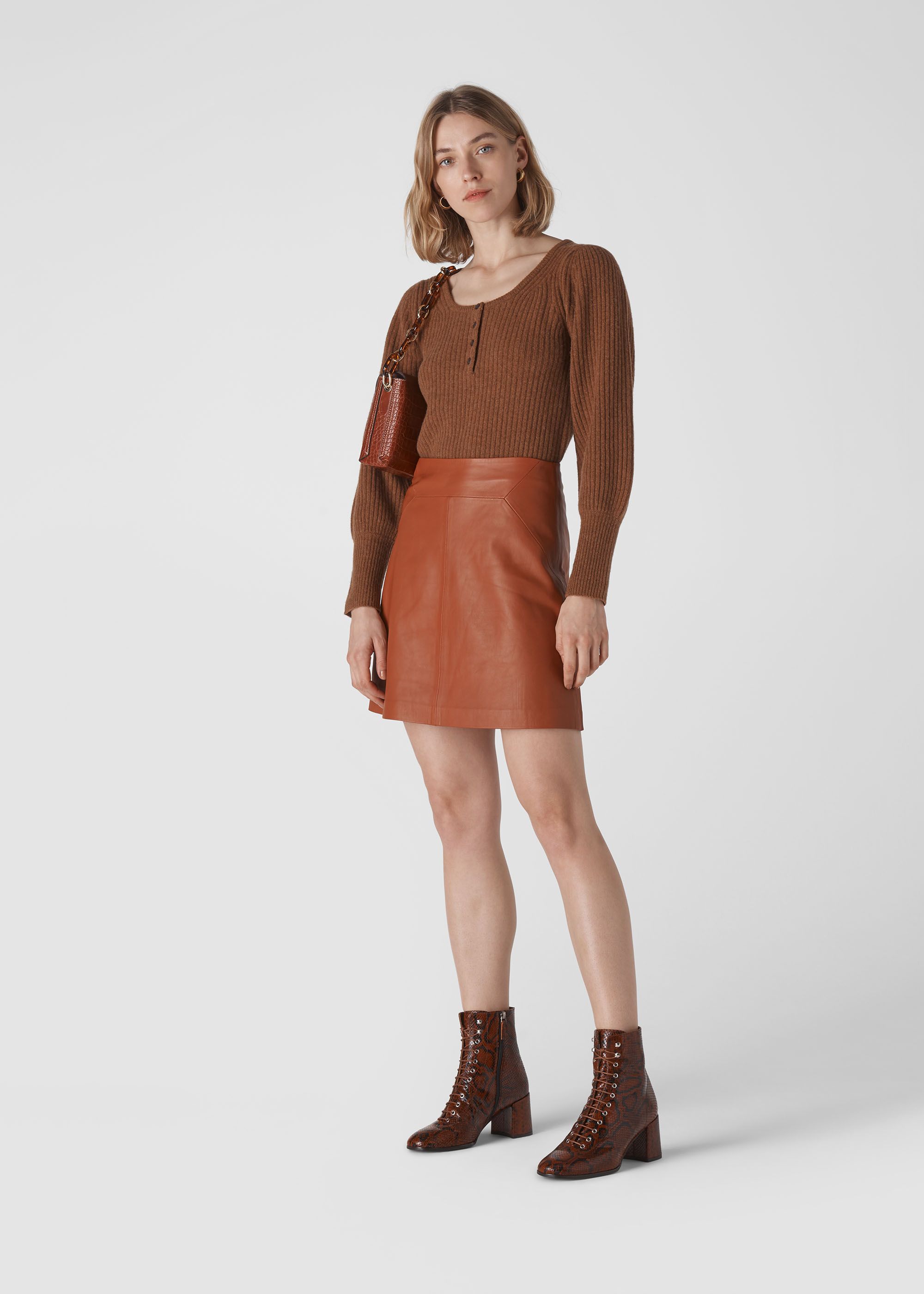 Whistles Women's Leather A line Skirt | Whistles
