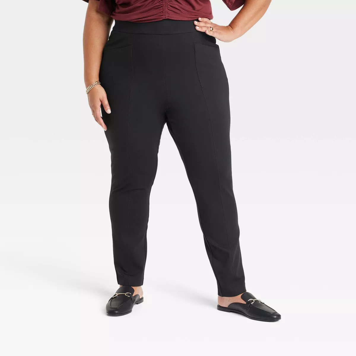 Women's High-Waisted Ponte Leggings - Ava & Viv™ Black | Target
