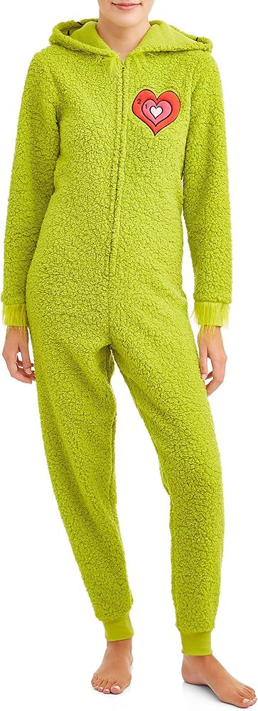 The Grinch Women's Fuzzy Plush Warm Holiday Hooded Union Suit Pajamas | Amazon (US)
