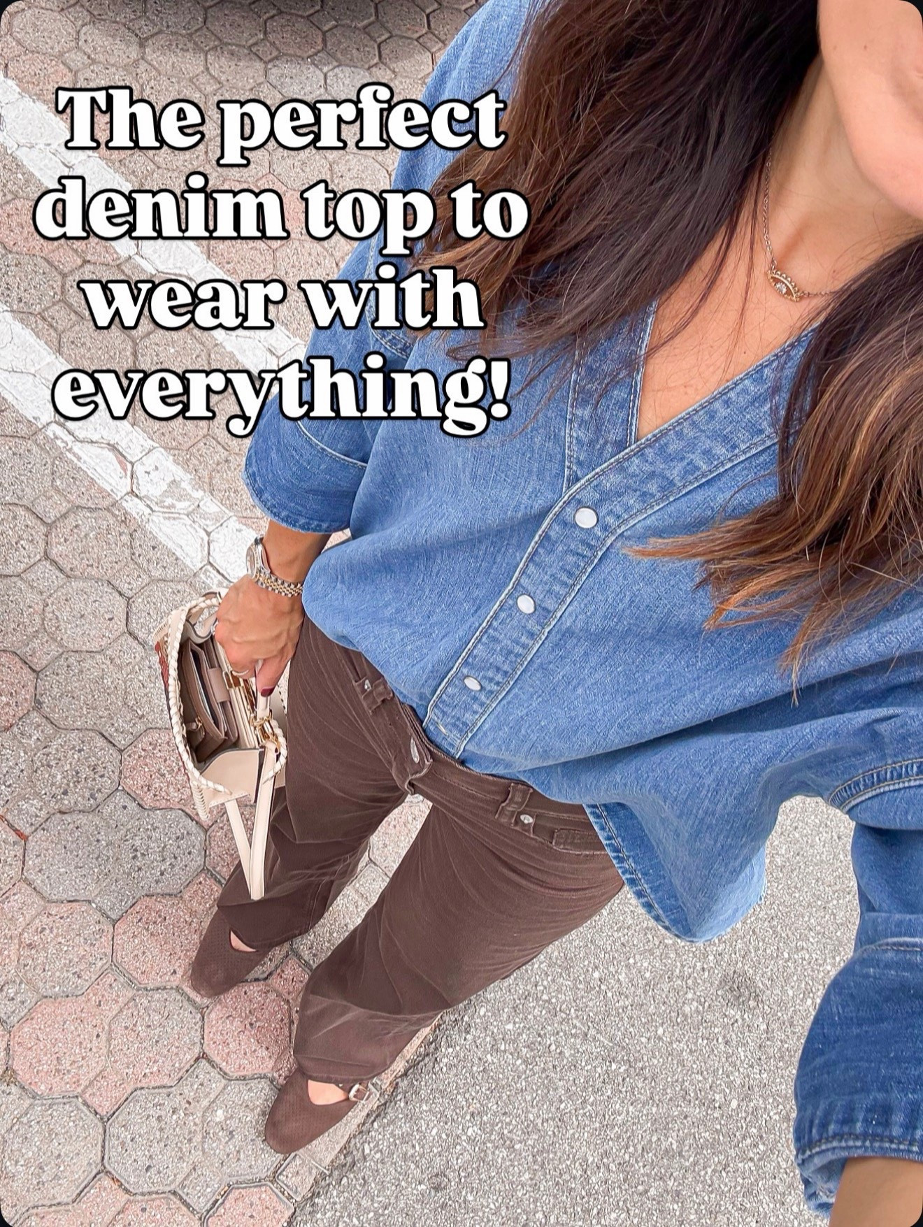 Favorite denim top and brown jeans restock! 

#LTKOver40 #LTKSeasonal #LTKHoliday