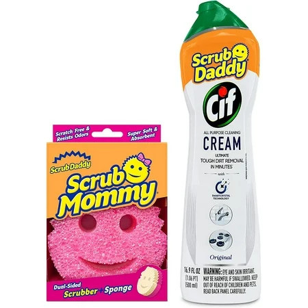 Scrub Daddy Scrub Mommy + Cif All Purpose Cleaning Cream Original - Multi Surface Household Cleaning Cream + Scrub Daddy Scratch-Free Multipurpose Dish Sponge | Walmart (US)