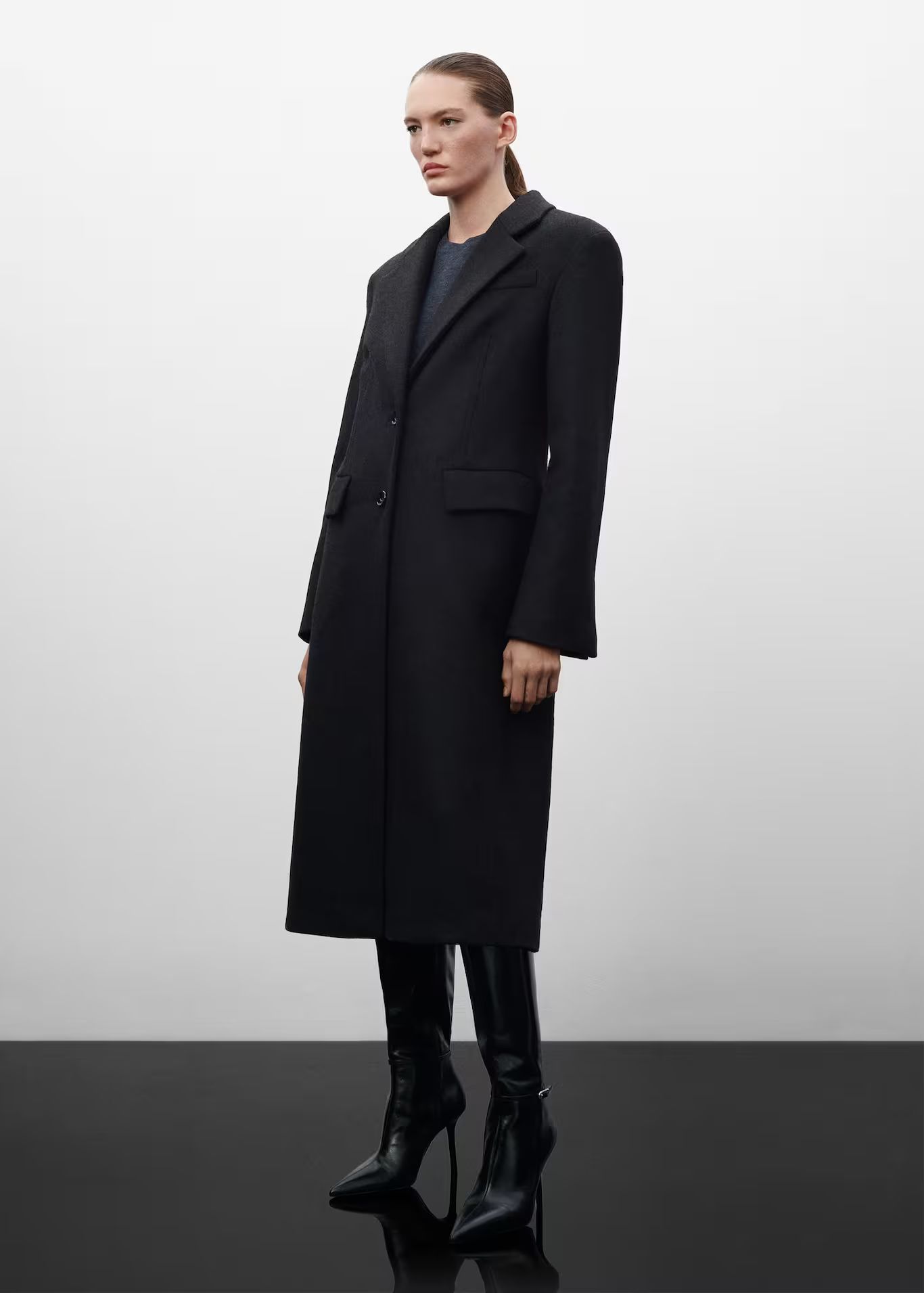 Wool coat with decorative seams  -  Women | Mango USA | MANGO (US)