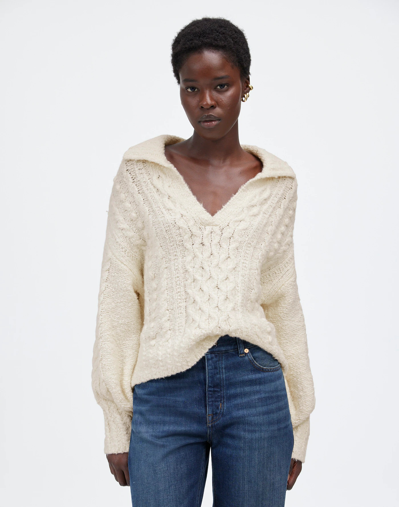 Cotton-Merino Wool Blend Cable-Knit Sweater | Madewell