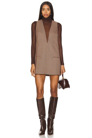 SER.O.YA Maxine Mini Tent Dress in Camel Houndstooth from Revolve.com | Revolve Clothing (Global)