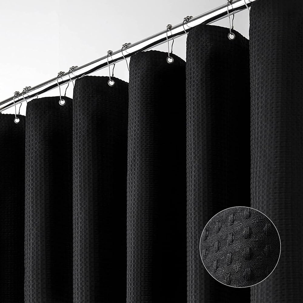 Dynamene Extra Long Fabric Shower Curtain - Waffle Weave 90 Inches Long Heavy Duty Cloth Shower C... | Amazon (US)