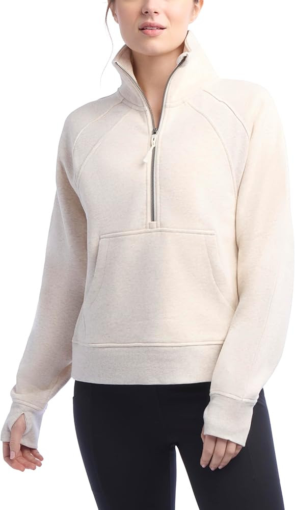 Jockey Women's Mixed Rib Half Zip Pullover Sweatshirt | Amazon (US)