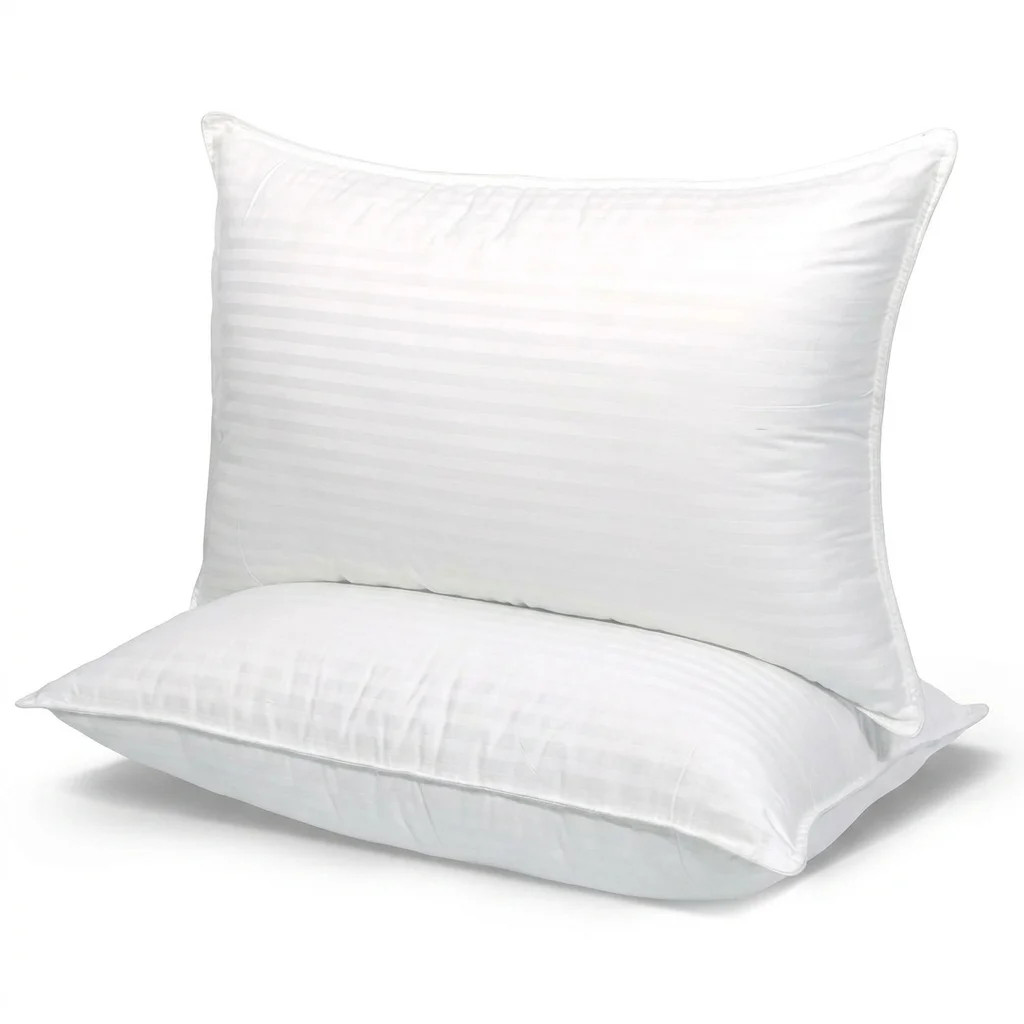 Luxury Cooling Down Alternative bed Pillows with Plush Support Satin stripe Fiber bed Pillow (Set... | Wayfair North America