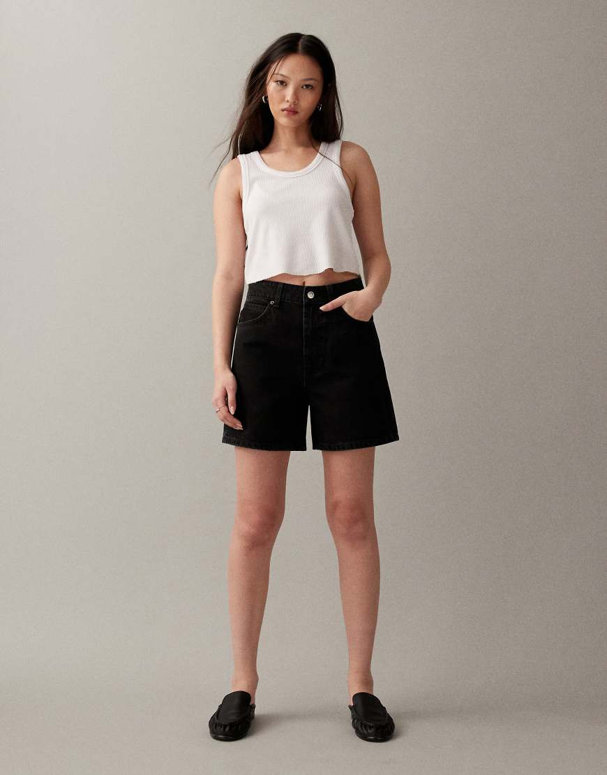 ASOS DESIGN denim dad shorts in washed black | ASOS (Global)